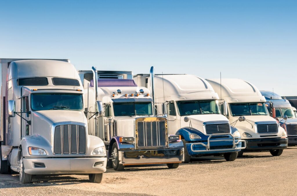 Semi Trucks In Rest Area